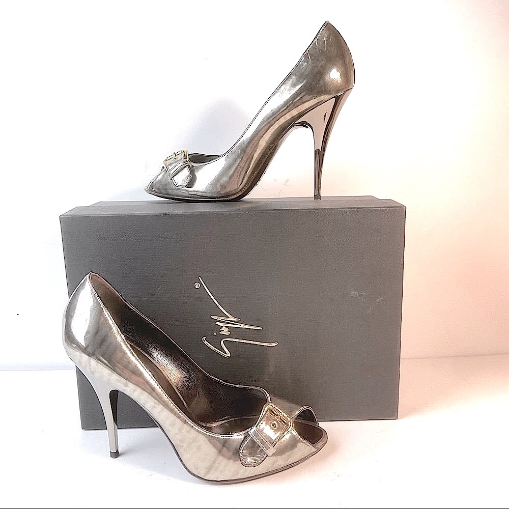 Giuseppe Zanotti silver platinum heels 37.5
